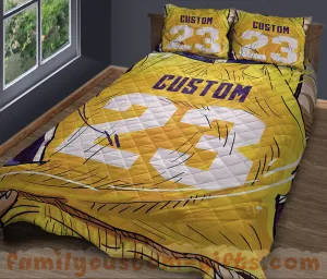 Custom Quilt Sets Los Angeles Jersey Personalized Basketball Premium Quilt Bedding for Men Women
