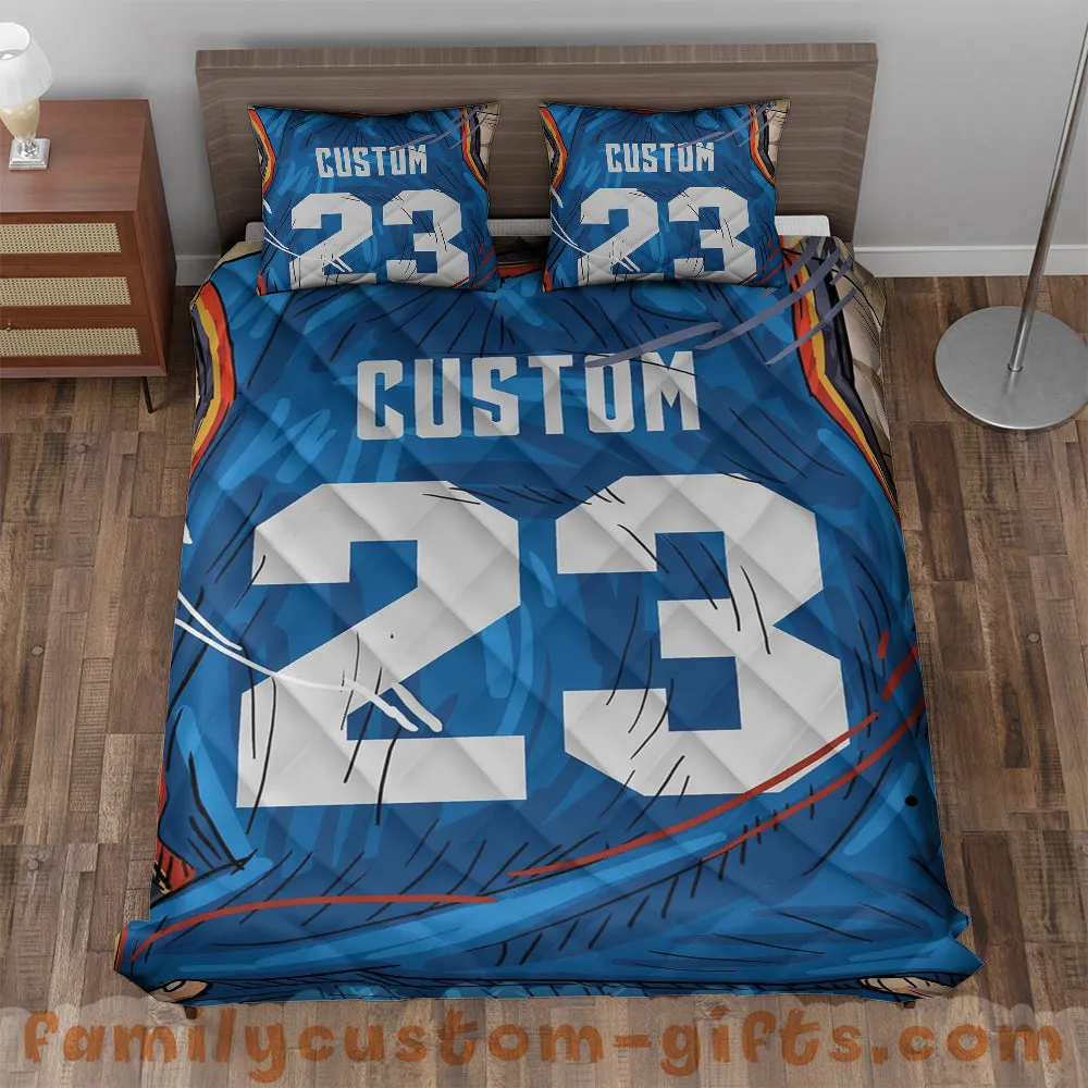 Custom Quilt Sets Oklahoma City Jersey Personalized Basketball Premium Quilt Bedding for Men Women