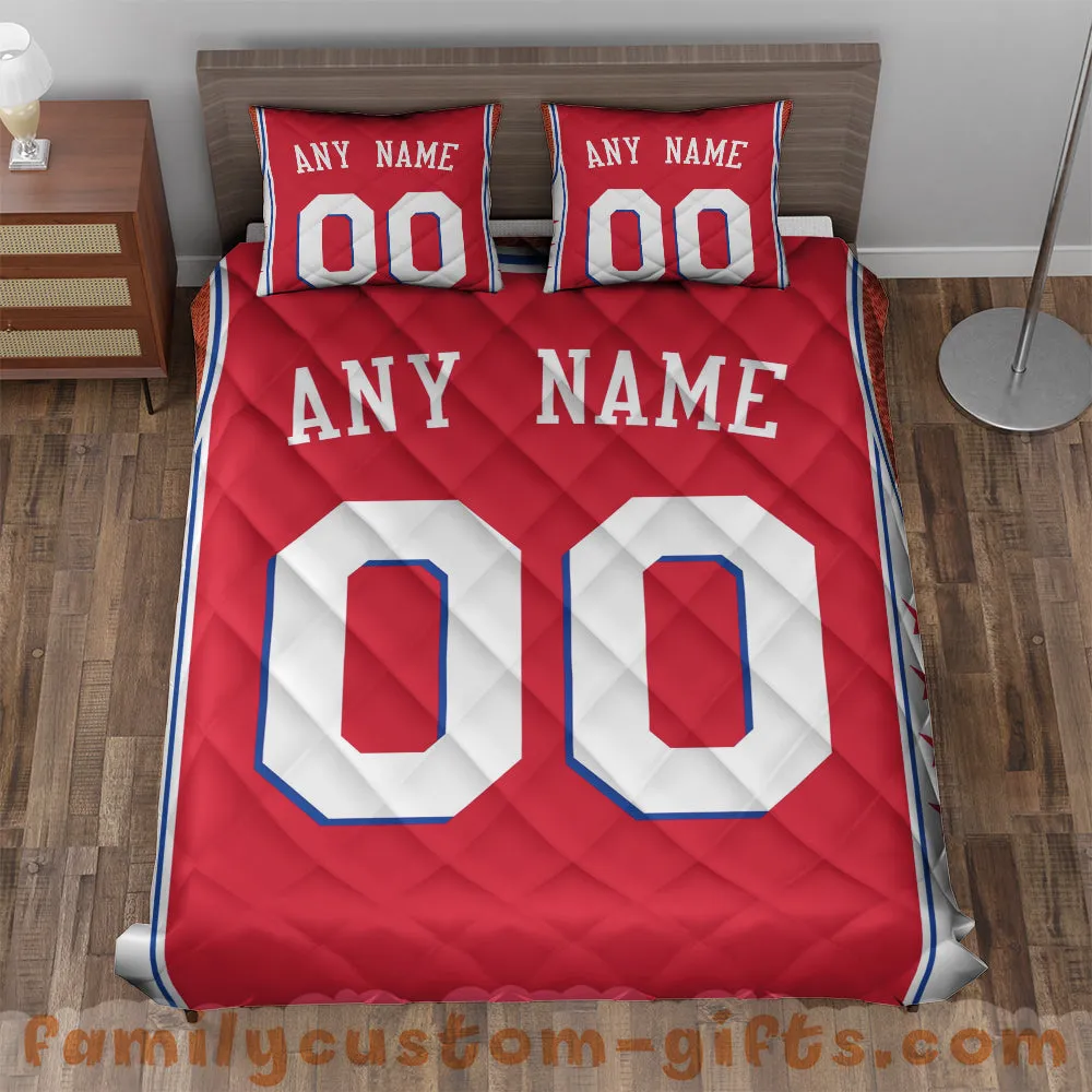 Custom Quilt Sets Philadelphia Jersey Personalized Basketball Premium Quilt Bedding for Men Women