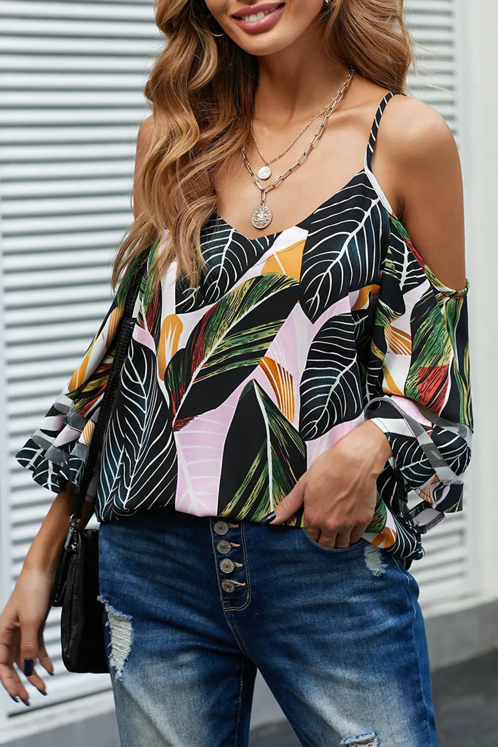 Daisy Floral Cold Shoulder Blouse