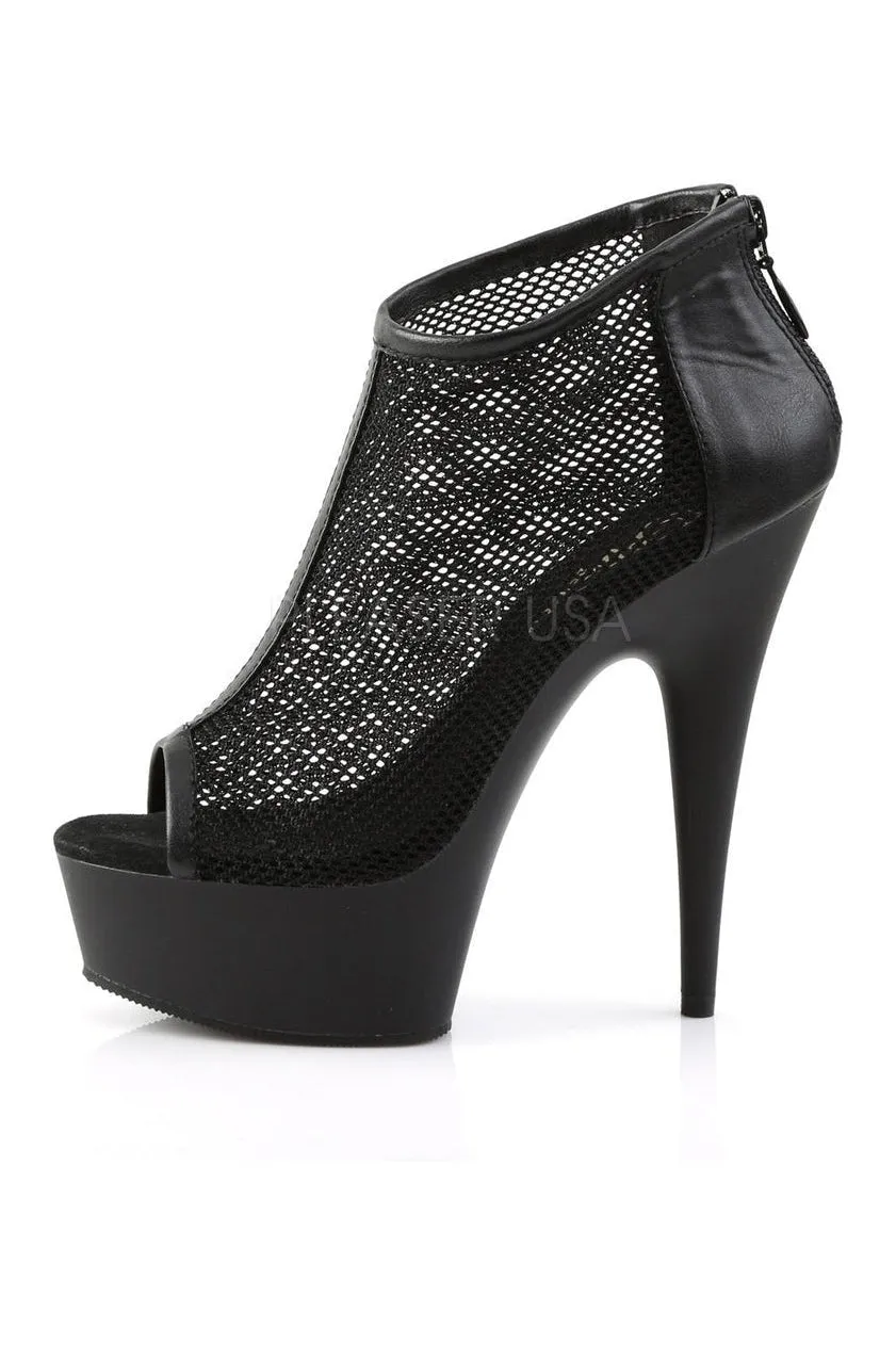 DELIGHT-600-12 Ankle Boot | Black Faux Leather