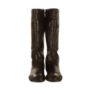 Dior Black Logo Moto Boots