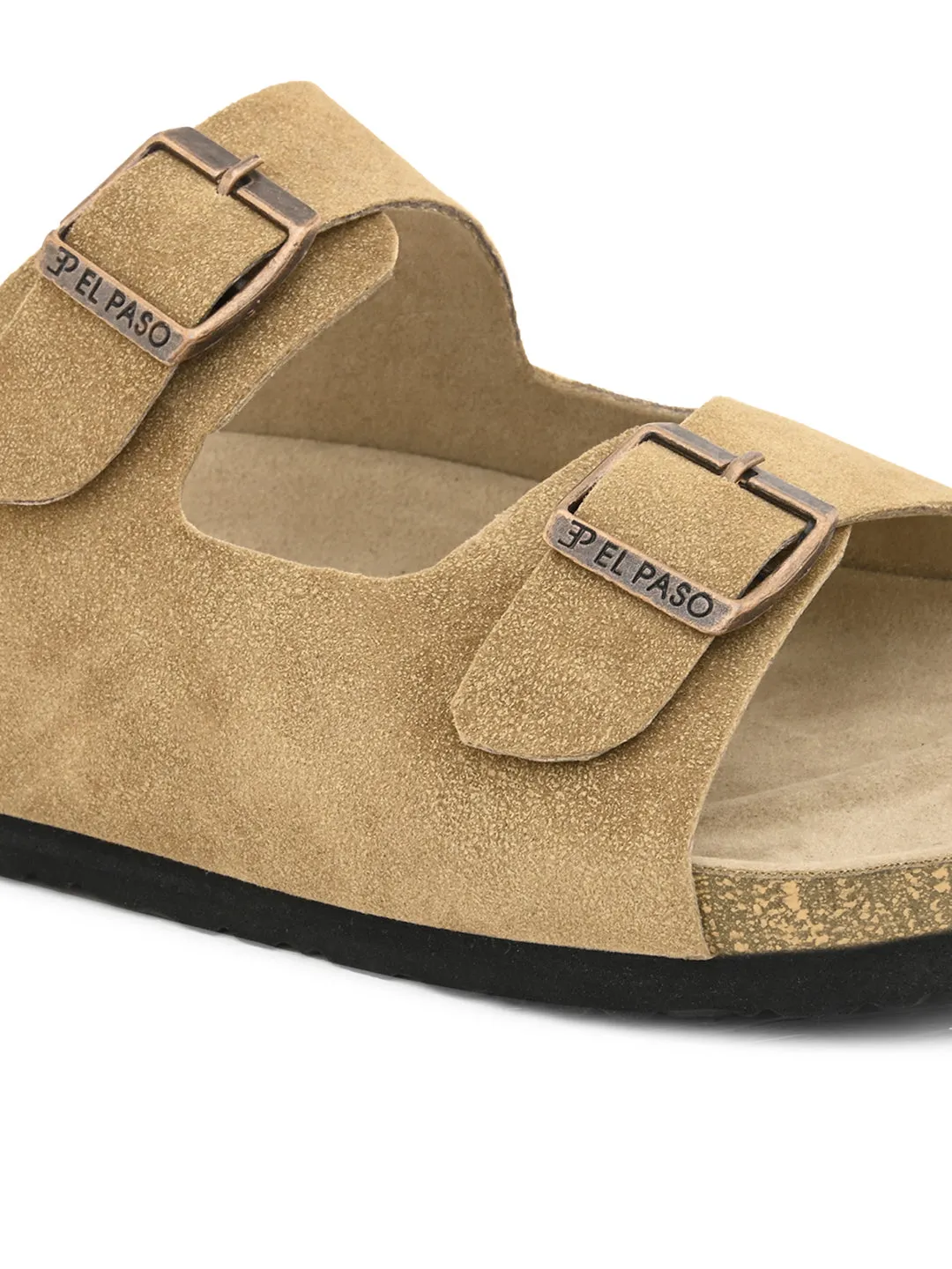 Elegant Sandstone Leather Slip-On Sandal