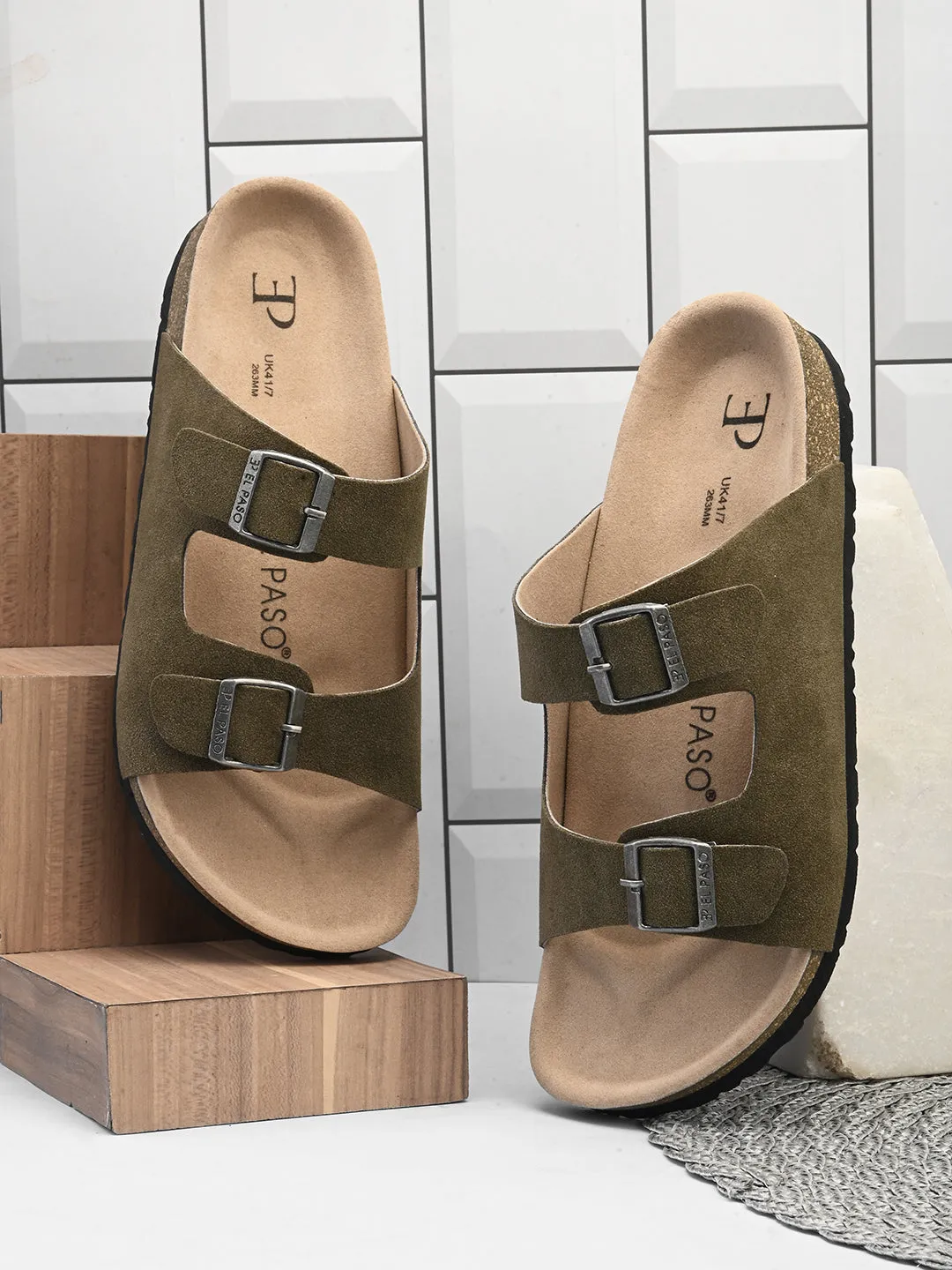 Elegant Sandstone Leather Slip-On Sandal