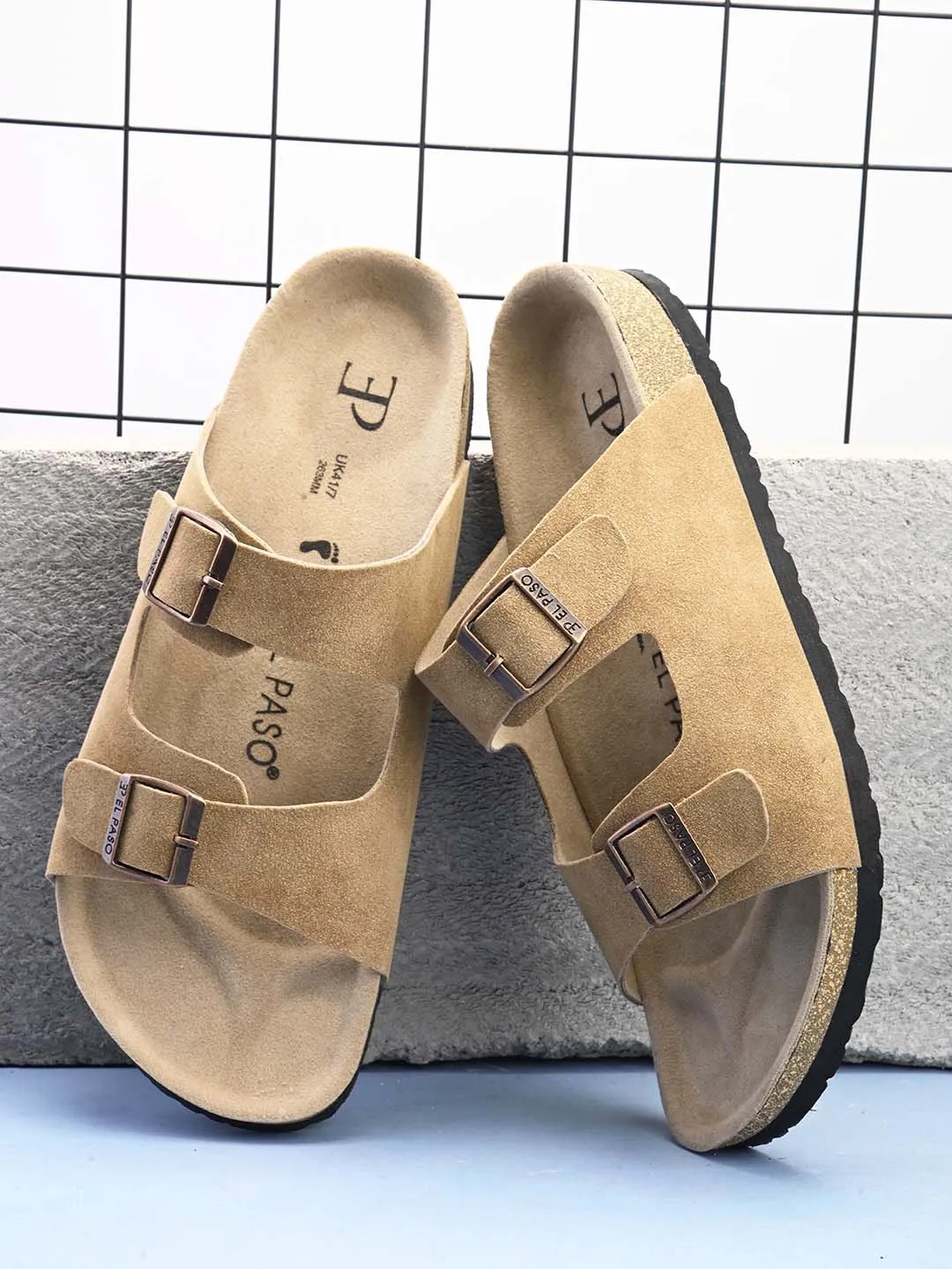 Elegant Sandstone Leather Slip-On Sandal