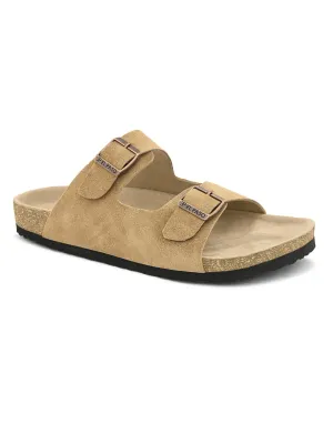 Elegant Sandstone Leather Slip-On Sandal