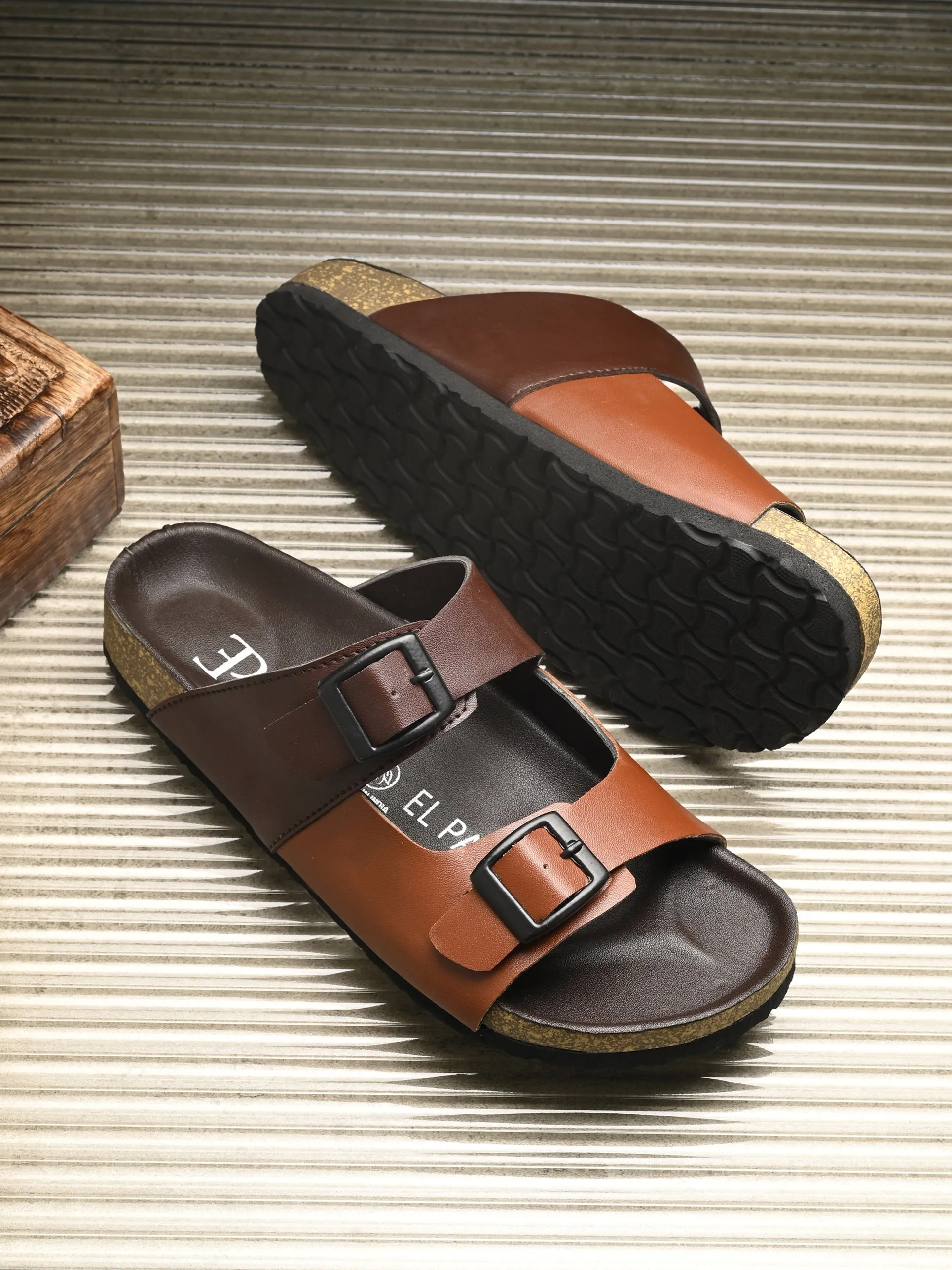 Elegant Sandstone Leather Slip-On Sandal