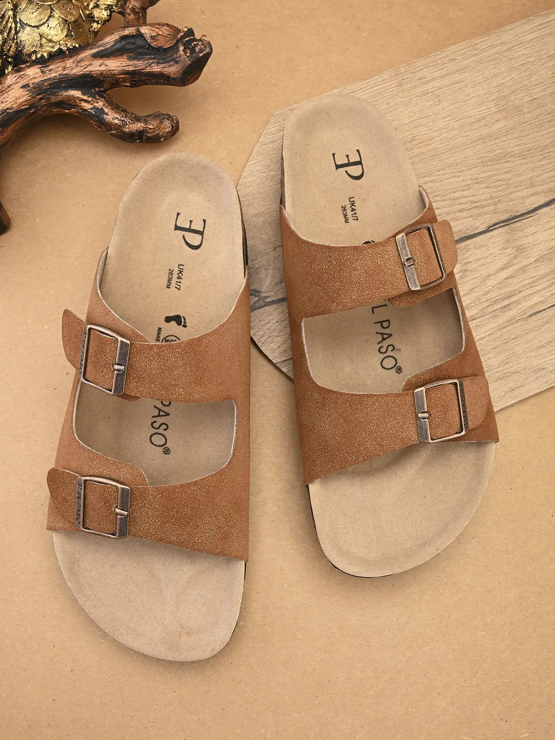Elegant Sandstone Leather Slip-On Sandal