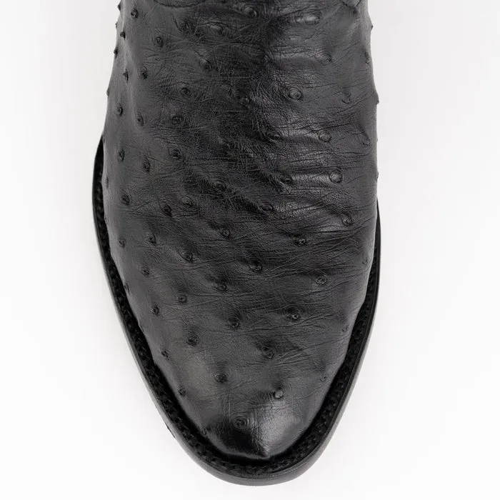 Ferinni Boot - Mens Dress Cowboy Boot  - Ferrini Men's Colt Full Quill Ostrich Boots Handcrafted - Black   in Black