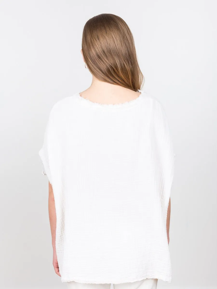 gauze top - eggshell