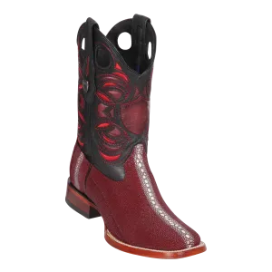 Genuine Full RowStone Stingray Wide Square Toe Boot in Burgundy
