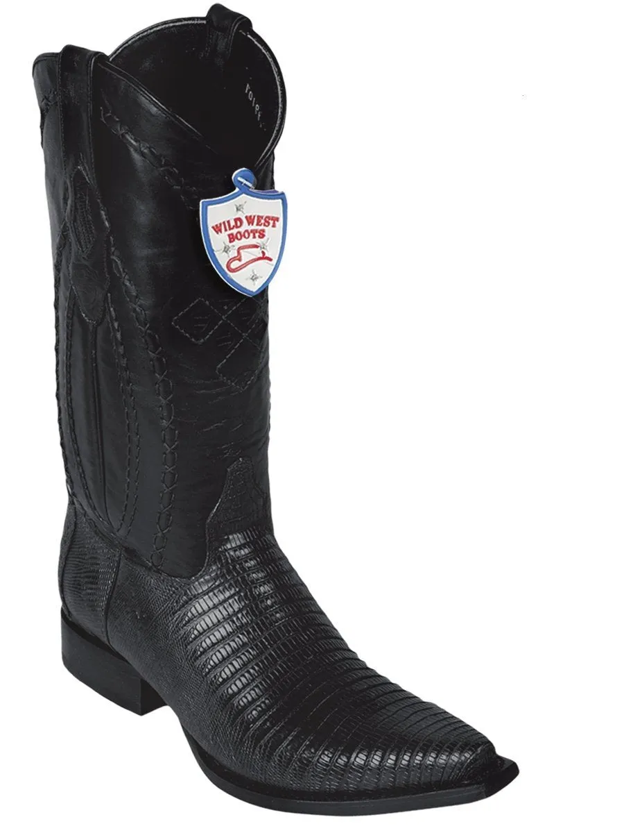 Genuine Teju Lizard Snip Toe Boot in Black