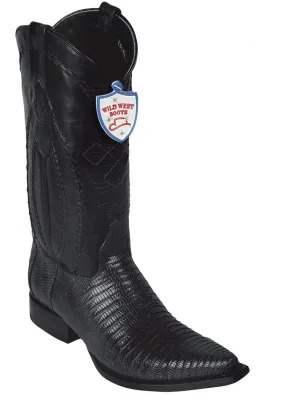 Genuine Teju Lizard Snip Toe Boot in Black