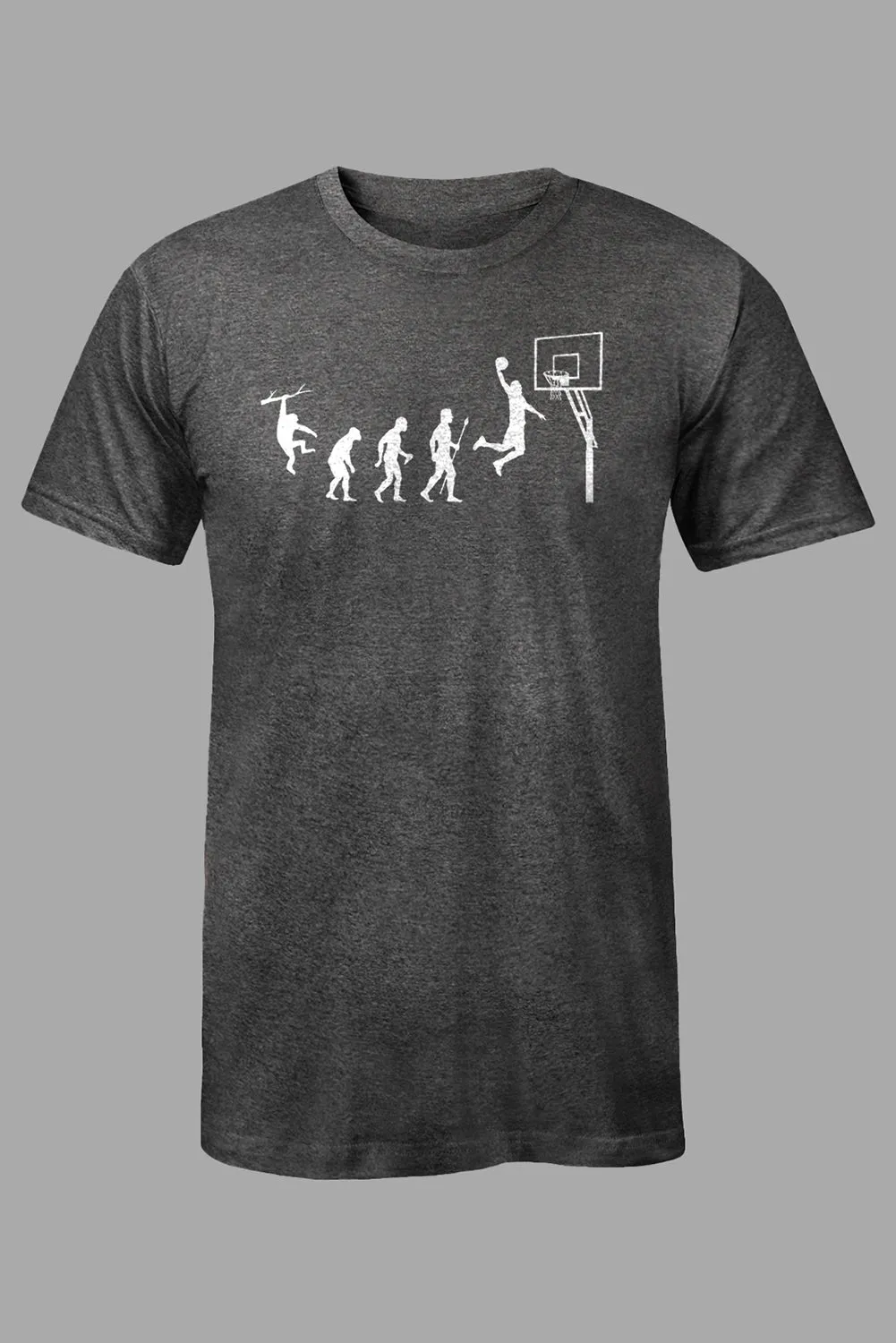 Gray Men's Basketball Graphic Print Slim-fit Short Sleeve T Shirt