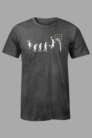 Gray Men's Basketball Graphic Print Slim-fit Short Sleeve T Shirt