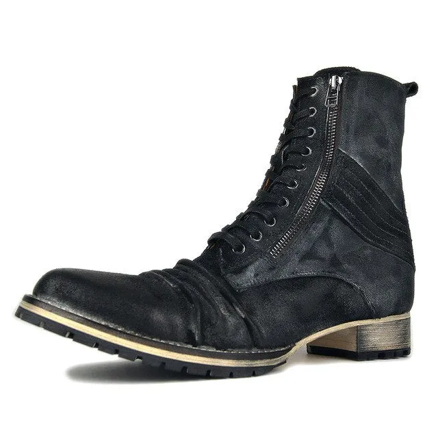 Handmade Boots Military Autumn Zipper Boot Genuine Leather Boots Ankle Shoes Chelsea Boots Designer Leather Shoes footwear