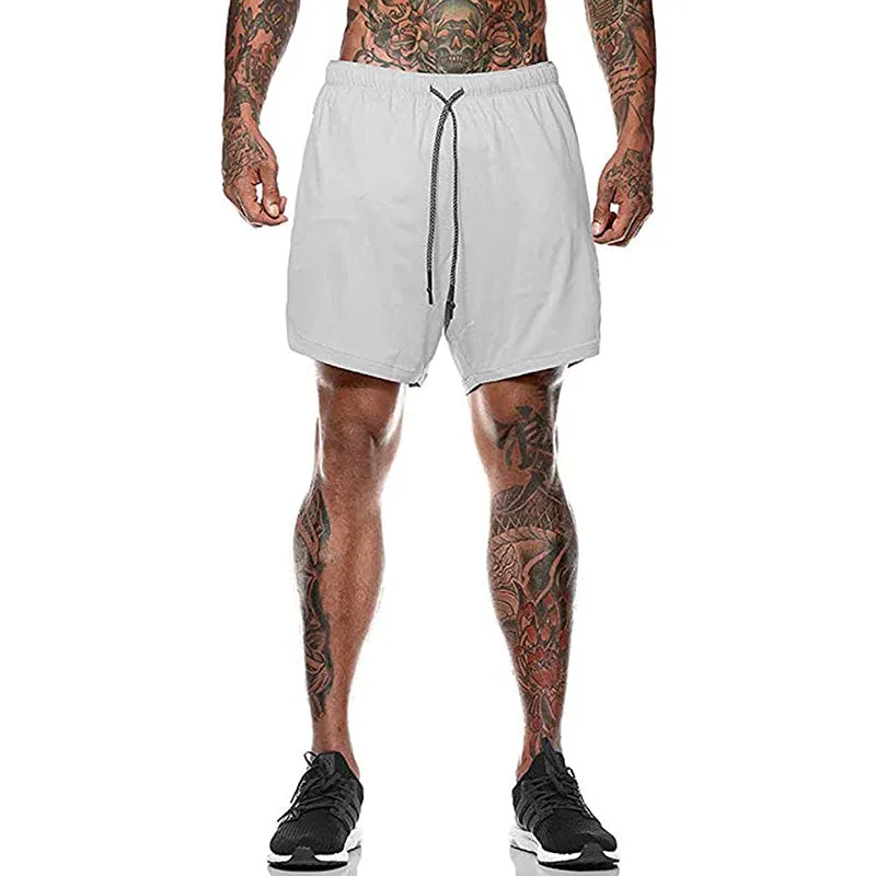 HANERDUN Men 2 in 1 Workout Running Athletic Shorts Sport Pants with Pocket