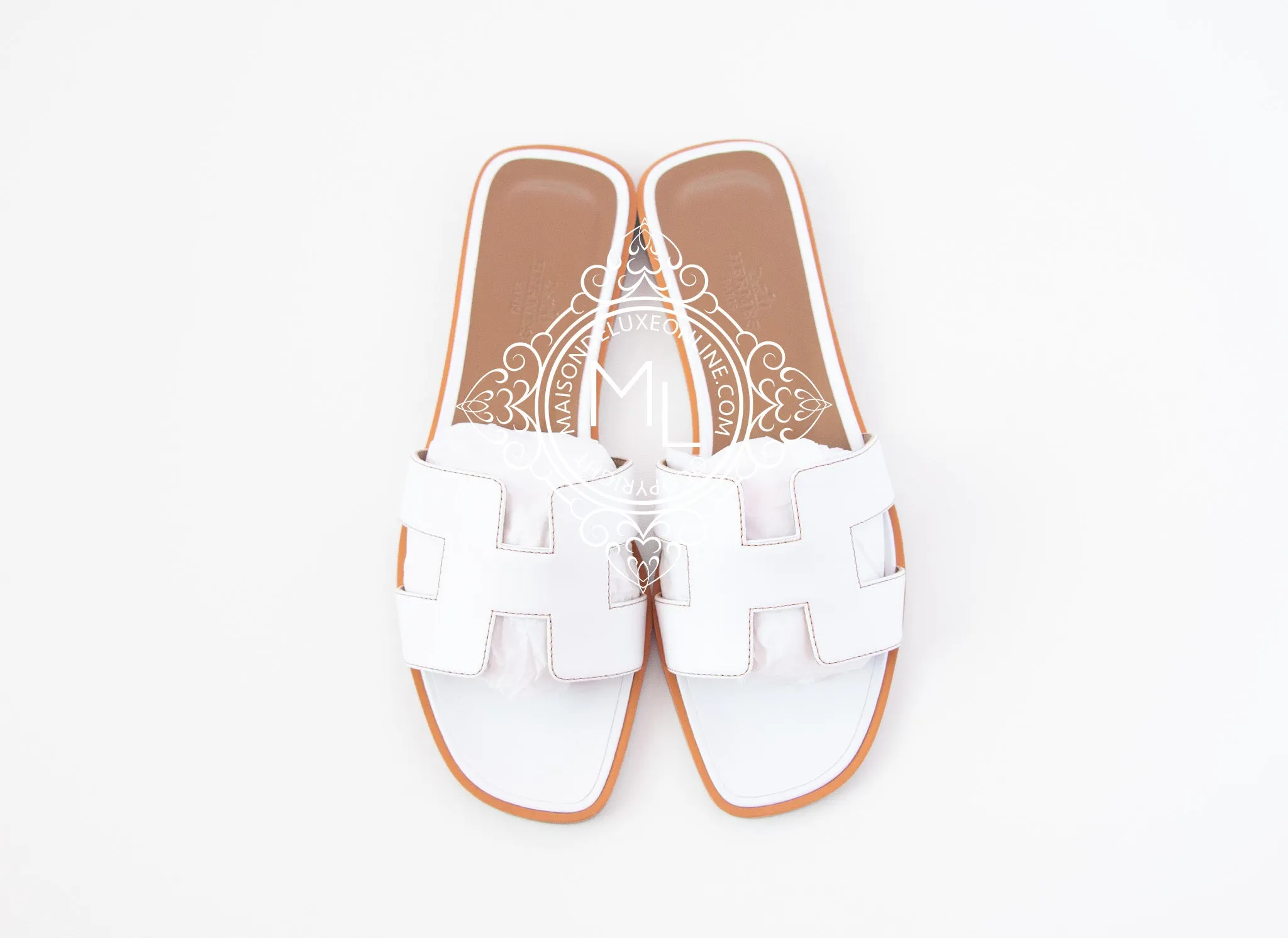 Hermes Womens White Oran Sandal Slipper 37 Shoes