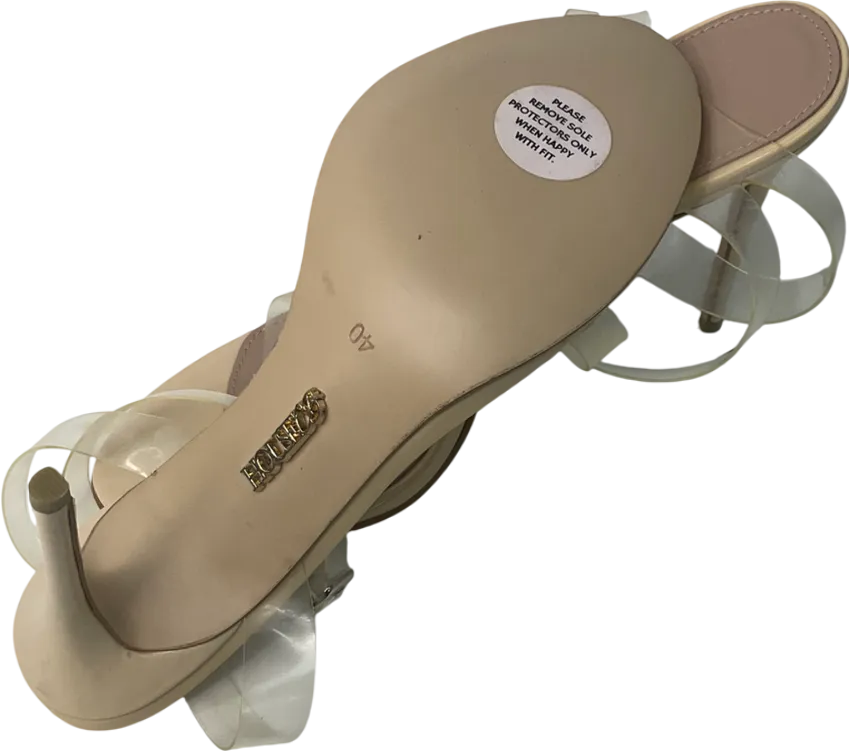House of CB Cream Ghost Clear Straps Beige Leather Sandals UK 7 EU 40 👠