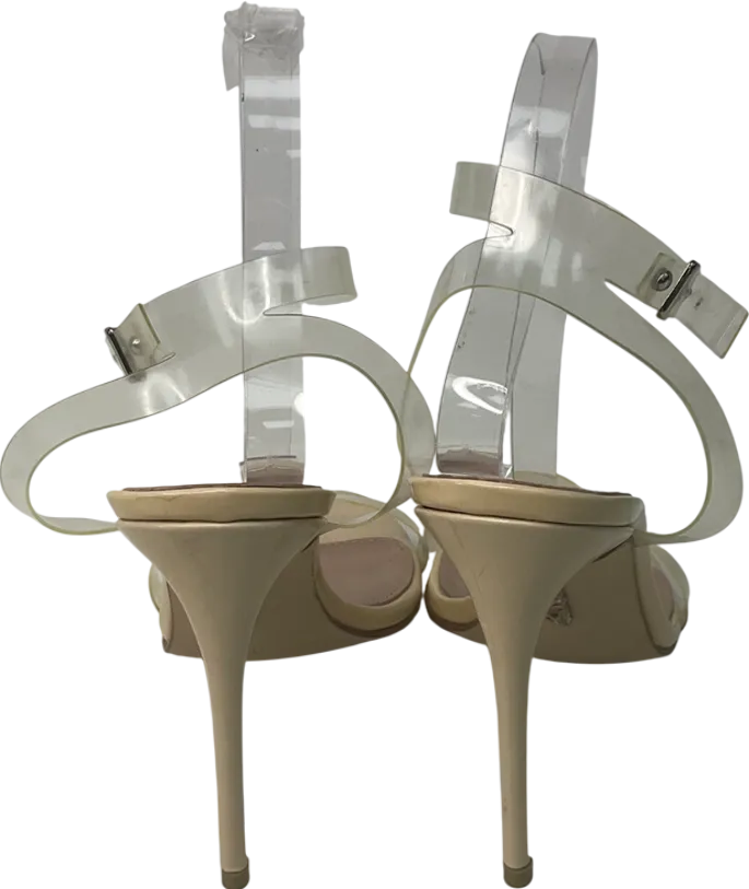House of CB Cream Ghost Clear Straps Beige Leather Sandals UK 7 EU 40 👠
