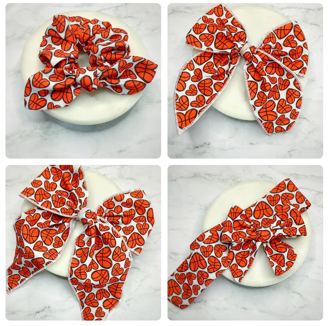 I Love Basketball Bow Strip and Scrunchie Collection