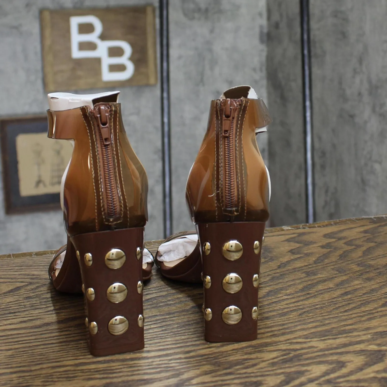 I.N.C. International Concepts Makenna Faux Leather Studded Sandals Brown 9M