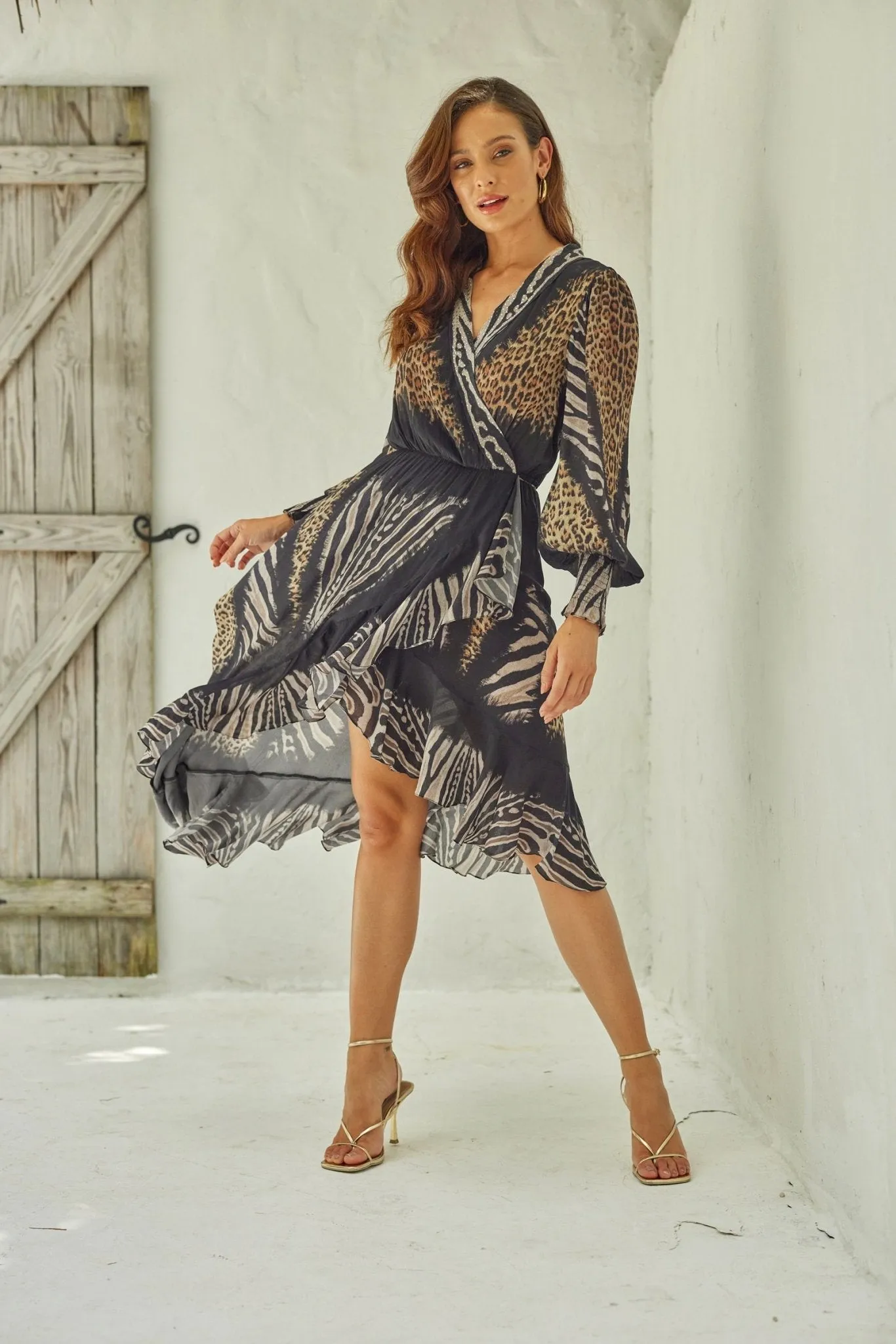 INTO THE WILD HI LOW WRAP DRESS