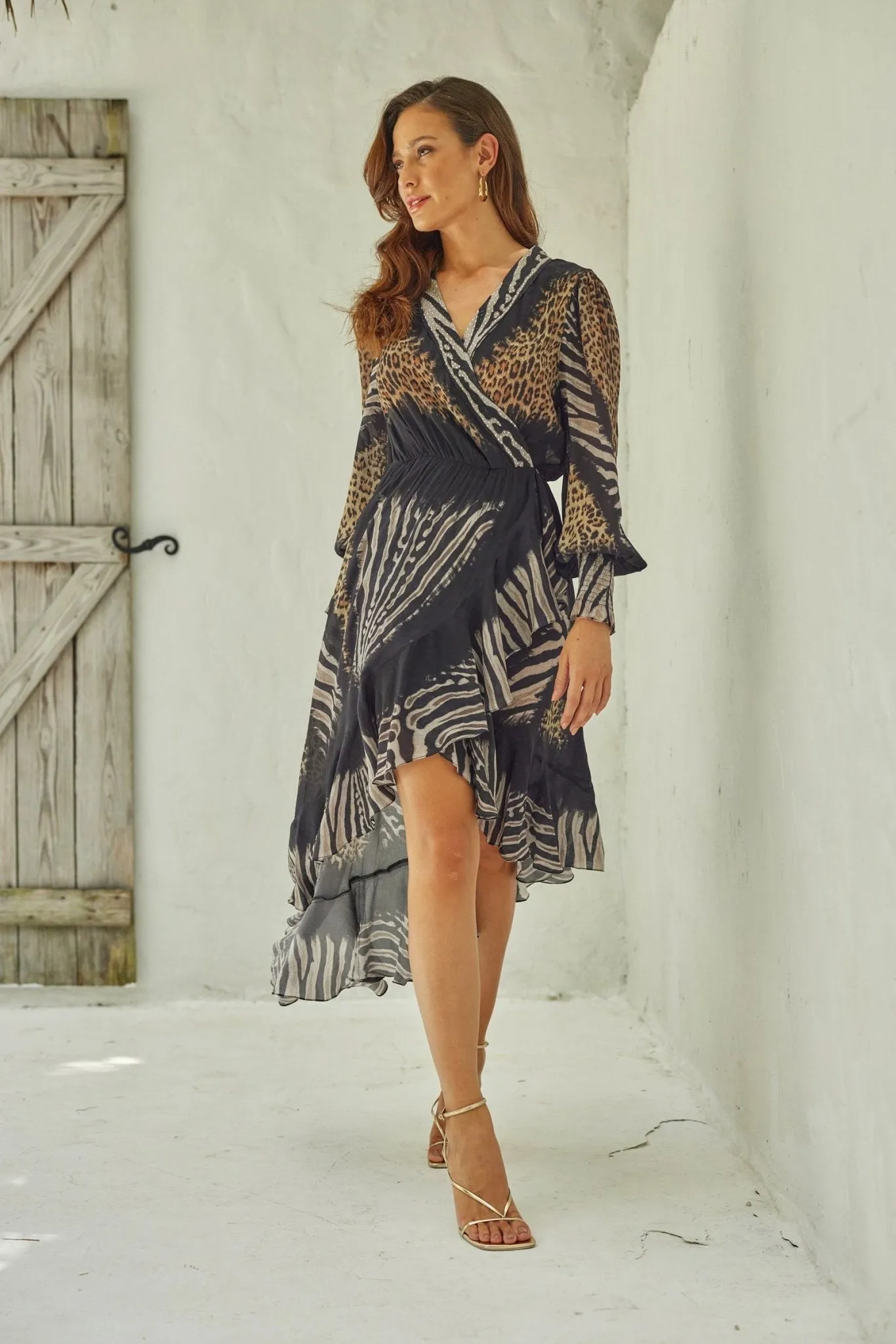 INTO THE WILD HI LOW WRAP DRESS