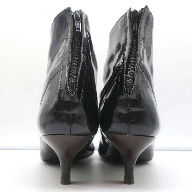 Lanvin Ankle Boots Black Patent Leather Size 41 Kitten Heel Booties