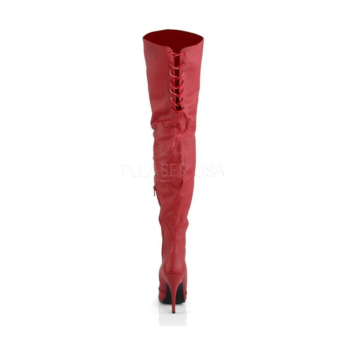 LEGEND-8899 Thigh Boot  | Red Genuine Leather