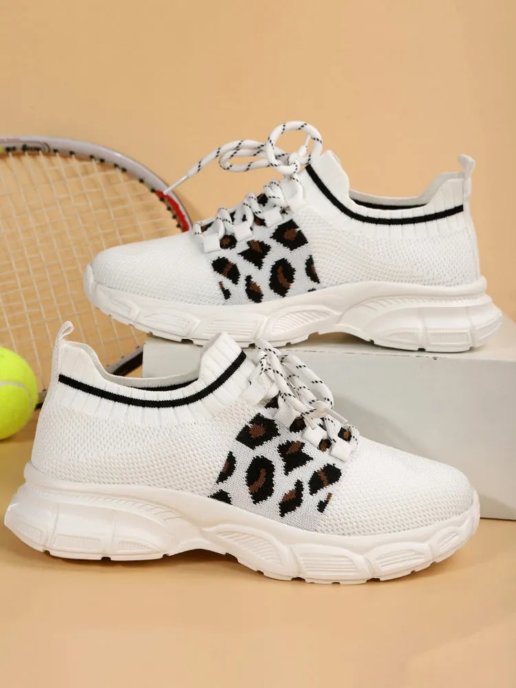 Leopard Solid Patchwork Sneakers