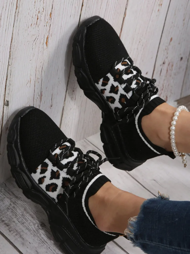 Leopard Solid Patchwork Sneakers