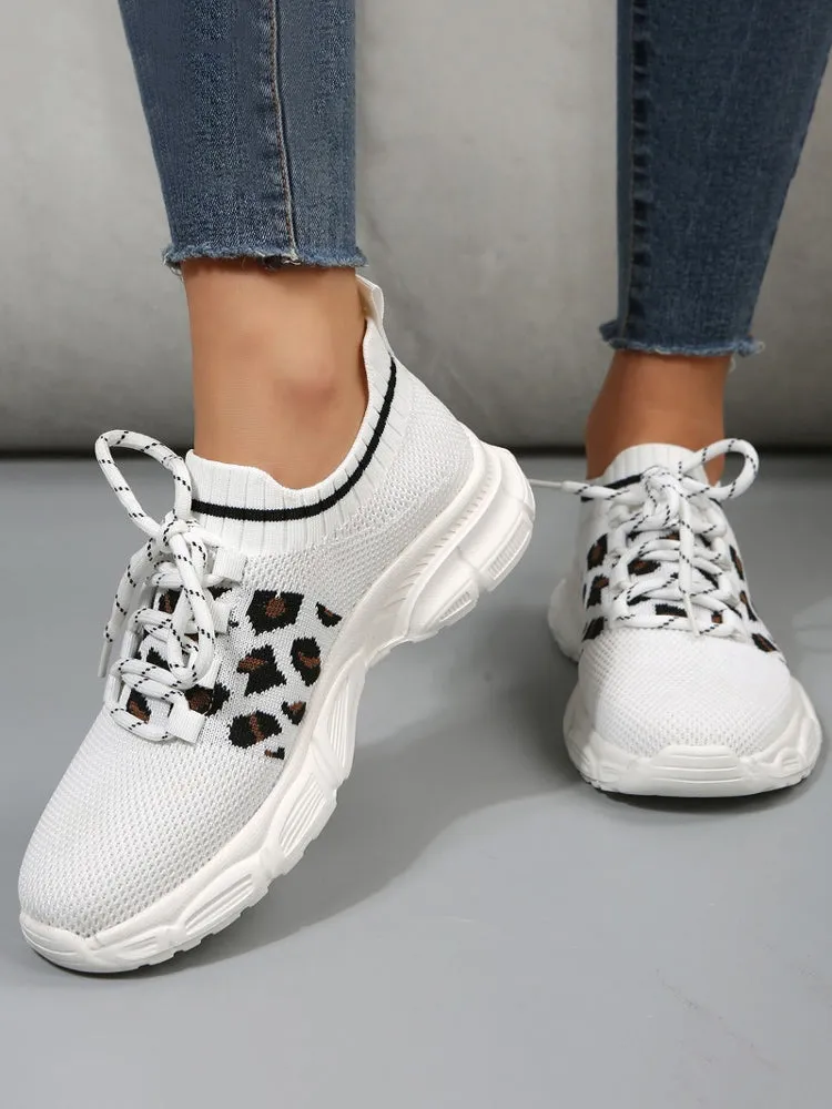 Leopard Solid Patchwork Sneakers