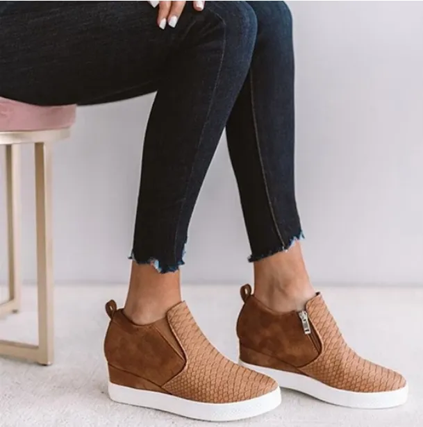 Low top Martin boots wedge heel leather boots