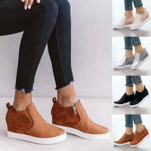 Low top Martin boots wedge heel leather boots