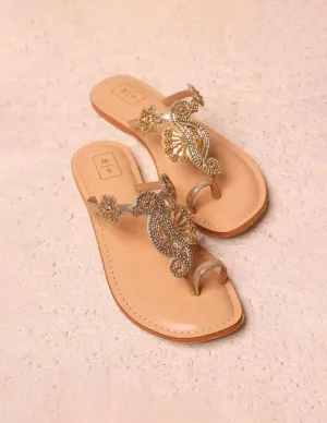 Lucielle Gold Beaded Sandals
