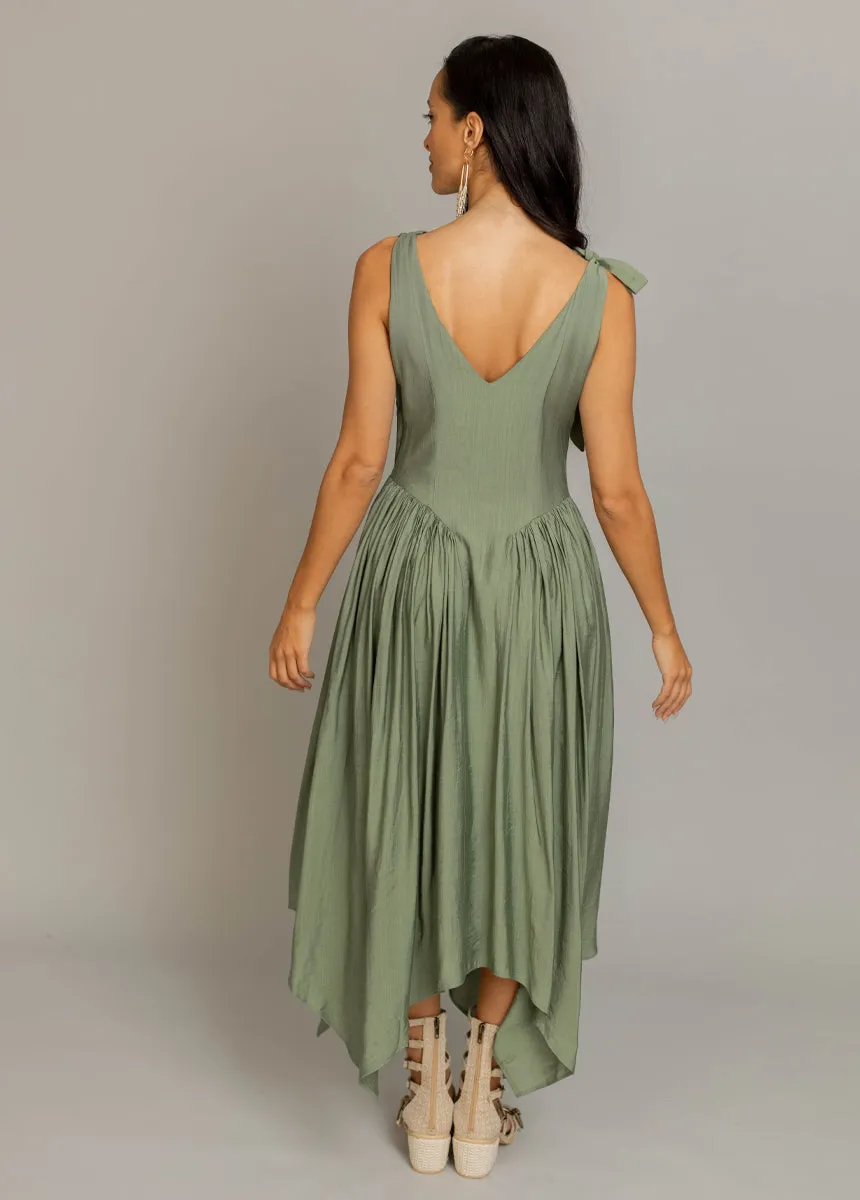 Mayreli Dress in Neutral Green