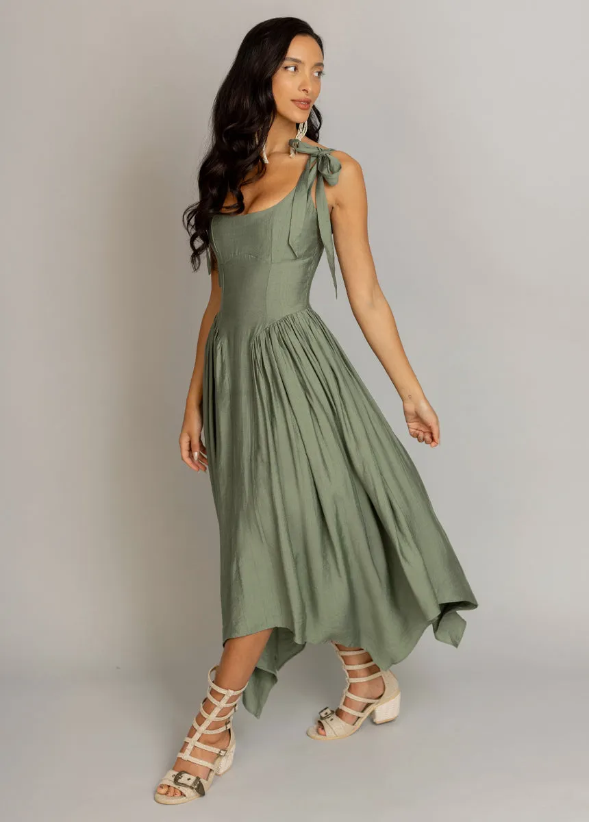 Mayreli Dress in Neutral Green