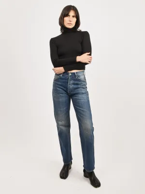 Medium Distress Selvedge Denim Narrow Straight Cut