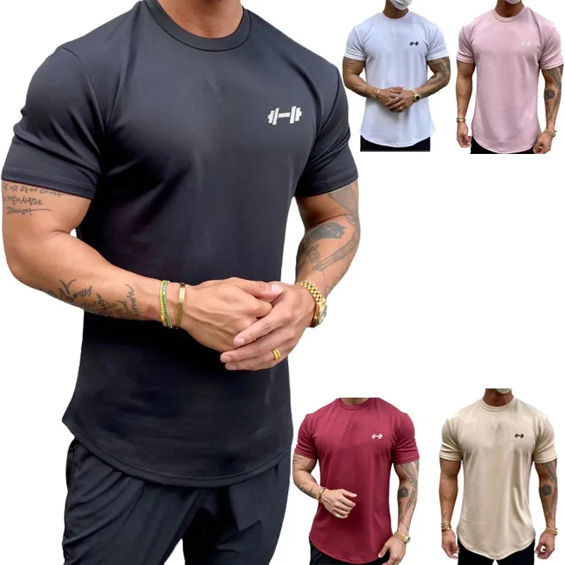 Men Bodybuilding Fitness Cotton  short sleeve t-shirt