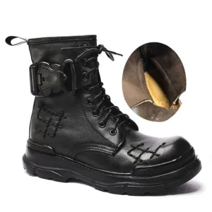 Mens Lace Up Round Toe Winter Outdoor Warm Tooling Boots