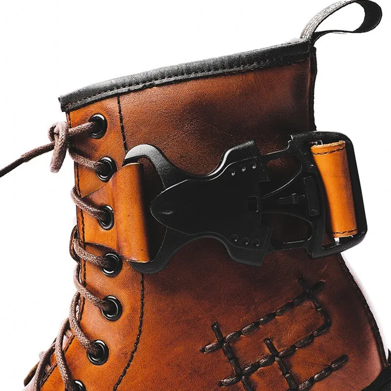Mens Lace Up Round Toe Winter Outdoor Warm Tooling Boots