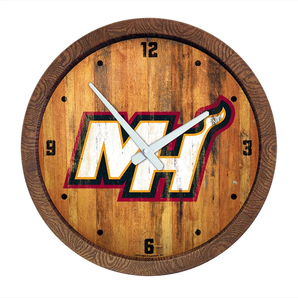 Miami Heat: Logo - "Faux" Barrel Top Clock