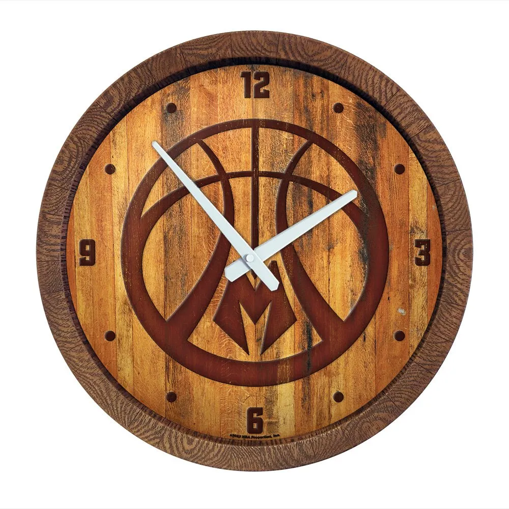 Milwaukee Bucks: Logo - "Faux" Barrel Top Clock