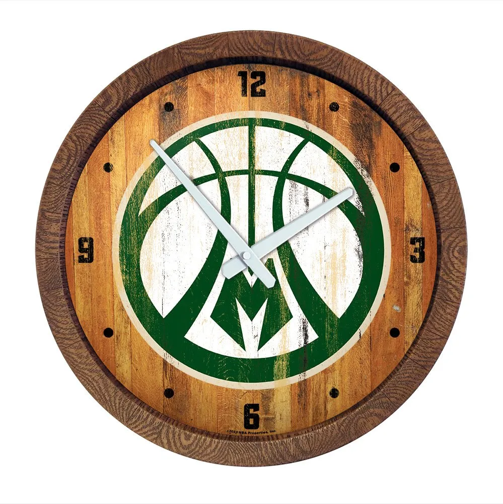 Milwaukee Bucks: Logo - "Faux" Barrel Top Clock