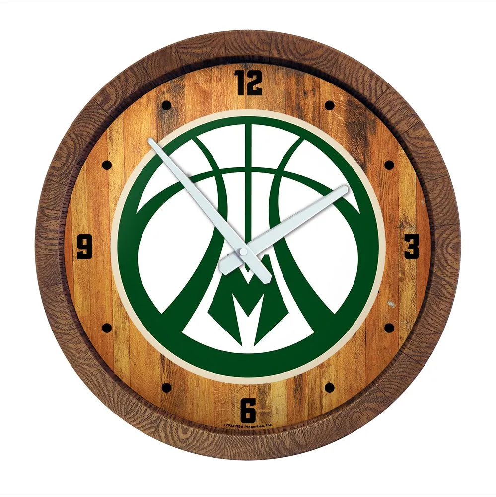 Milwaukee Bucks: Logo - "Faux" Barrel Top Clock