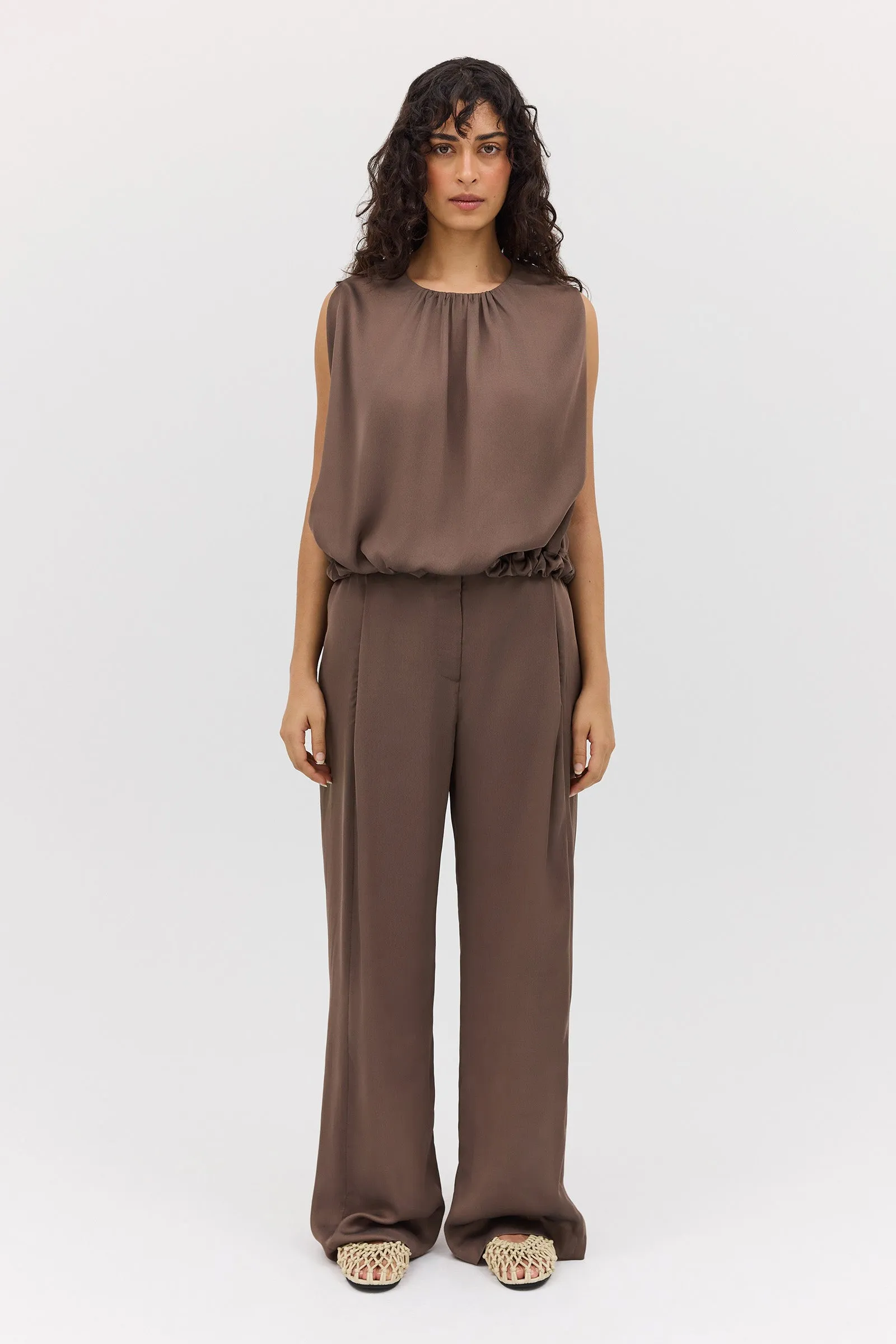 MUSHROOM CHIFFON EMERGE TOP