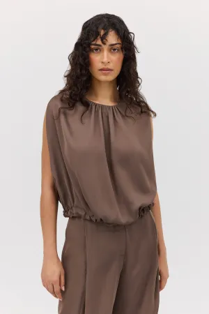 MUSHROOM CHIFFON EMERGE TOP