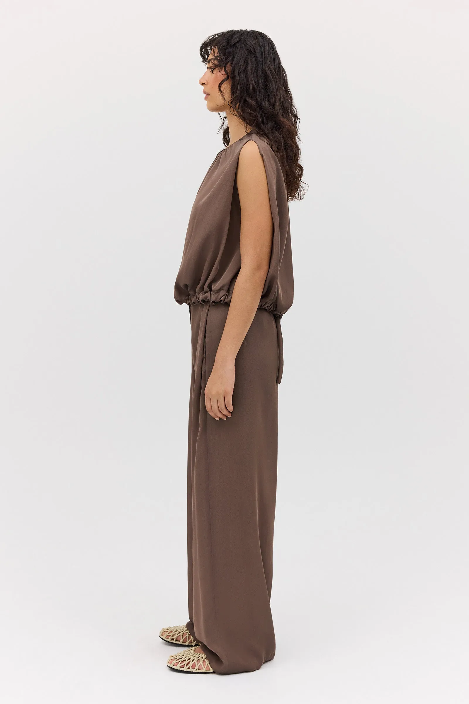 MUSHROOM CHIFFON EMERGE TOP