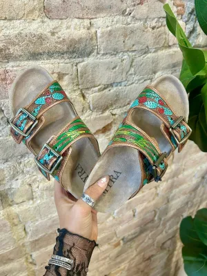 MYRA Cactus Tooled Leather Sandals